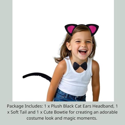 Kirei Sui Kids Black White Cat Red Pink Fox Cow Leopard Zebra Headband Bowtie Tail 3pcs Costume in Kuwait