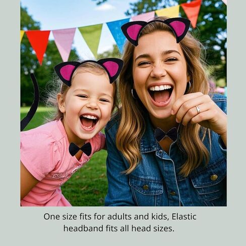 Kirei Sui Kids Black White Cat Red Pink Fox Cow Leopard Zebra Headband Bowtie Tail 3pcs Costume in Kuwait