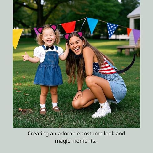 Kirei Sui Kids Black White Cat Red Pink Fox Cow Leopard Zebra Headband Bowtie Tail 3pcs Costume in Kuwait