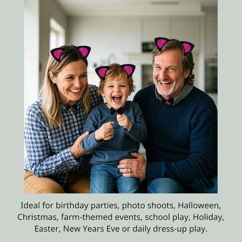 Kirei Sui Kids Black White Cat Red Pink Fox Cow Leopard Zebra Headband Bowtie Tail 3pcs Costume in Kuwait