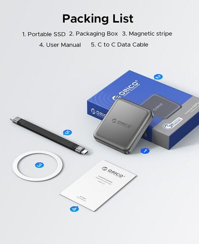 ORICO 512 GB Magnetic External SSD, 4K ProRes HDR Record and Store, USB3.1 Gen2(1000MB/s), USB3.2 Gen2*2(2000MB/s), Portable Solid State Drive, Compatible with Smartphone, Tablet, Computer - A20PLUS in Saudi Arabia