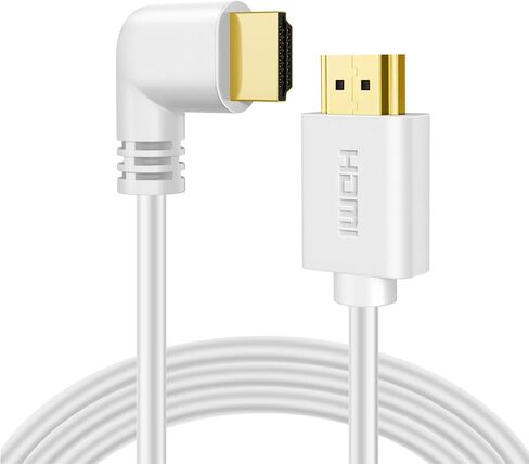 TNP HDMI Cable Left Angle 90 Degree (10 FT) - White High Speed HDMI 2.0 Cord,Supports UHD 4K 60hz 2K 2160p Full HD 1080p Quad HD 1440p 3D ARC/eARC Ethernet for Xbox One X/S PS 4 Pro/Slim & HDTV in Kuwait