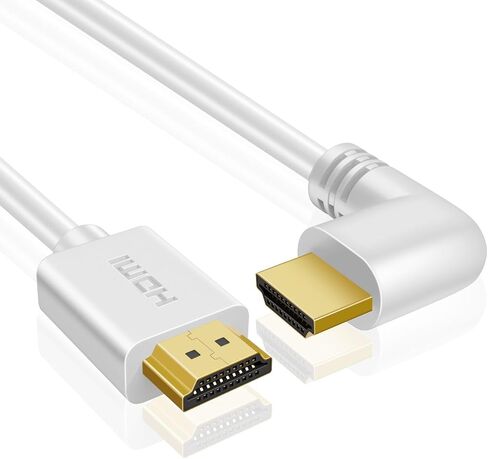 TNP HDMI Cable Left Angle 90 Degree (10 FT) - White High Speed HDMI 2.0 Cord,Supports UHD 4K 60hz 2K 2160p Full HD 1080p Quad HD 1440p 3D ARC/eARC Ethernet for Xbox One X/S PS 4 Pro/Slim & HDTV in Kuwait
