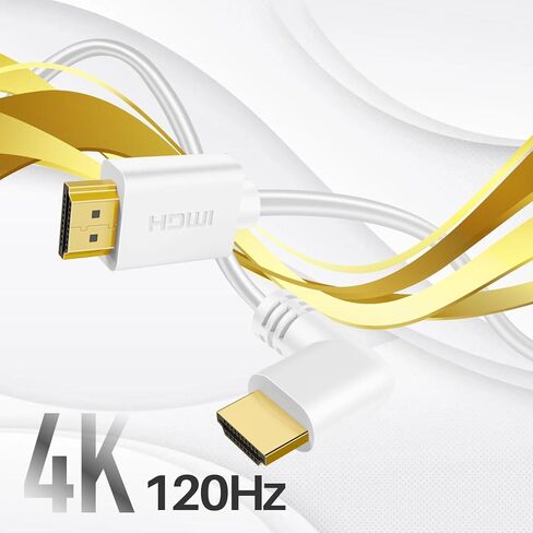 TNP HDMI Cable Left Angle 90 Degree (10 FT) - White High Speed HDMI 2.0 Cord,Supports UHD 4K 60hz 2K 2160p Full HD 1080p Quad HD 1440p 3D ARC/eARC Ethernet for Xbox One X/S PS 4 Pro/Slim & HDTV in Kuwait