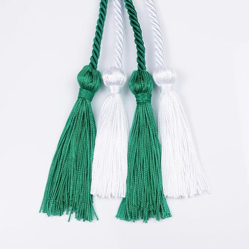 HOVEOX 2 Pieces Graduation Honor Cords Graduation Cords Honor Cords Graduation Honor Cords with Tassel for Graduation Students (2, Green and White) in Saudi Arabia
