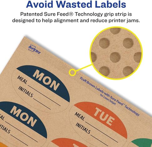 Avery Kraft Brown Oval Labels with Sure Feed, 1.5" x 3", 150 Kraft Brown Labels, Print-to-The-Edge, Laser/Inkjet Printable Labels in Saudi Arabia