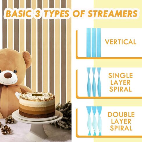 8 Rolls Crepe Paper Streamers 656ft, Pack of 2 Colors Brown Party Steamers Set for Party Decoration Wedding Birthday Baby Shower (1.8 Inch x 82 Ft/Roll) in Saudi Arabia