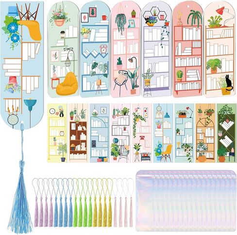 Butterfly Bookmark Making Kit - 60 PCs Floral Acrylic Bookmarks Blanks with Tassels Flower UV DTF Transfer Stickers DIY Craft Projects Clear Transparent Marks Tags for Women Book Lovers Gift in Saudi Arabia