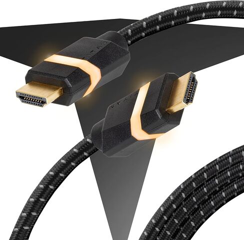 TITAN 8K HDMI 2.1 Cable 2 Pack, 10 ft Braided Cord, Amber LED Light Strip, Ultra High-Speed Cable with HDR, VRR & QMS, 48 GBPS, Black, 85133 in Kuwait