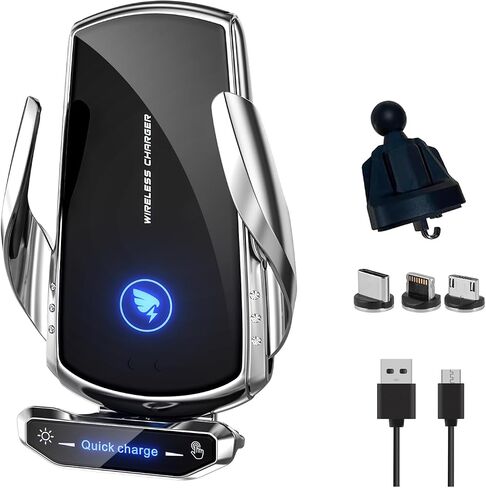 Wireless Car Charger Car Phone Holder Mount Wireless Charging 15W Fast Charging Auto Clamping Phone Mount for Car Wireless Charger fit for All Android Smartphone (Black) in Saudi Arabia