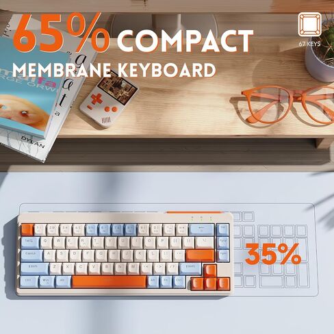MANBASNAKE 60% Wireless Gaming Keyboard Tri-Modes 2.4GHz/BT/USB-C Wired Rechargeable Backlit 67 Keys Tri-Color PBT keycaps Mechanical Feeling Ultra-Compact Keyboard for PC Laptop Grey in Kuwait