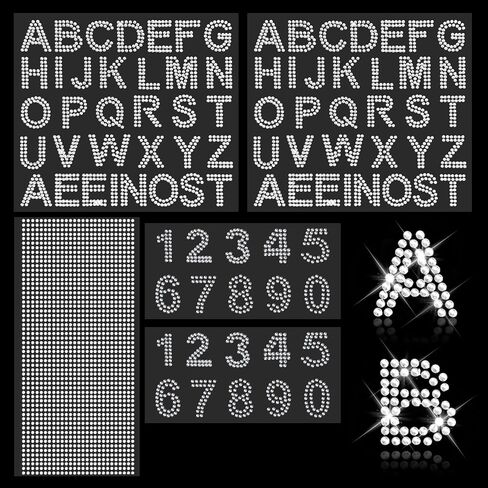 Rhinestone Stickers Glitter White Letter Alphabet Sticker 5 Sheets 2 Inch Large Self Adhesive Fabric Stickers Iron on Letters for Clothing Graduation Cap Decorations Stick on Letters Diamond Sticker in Saudi Arabia