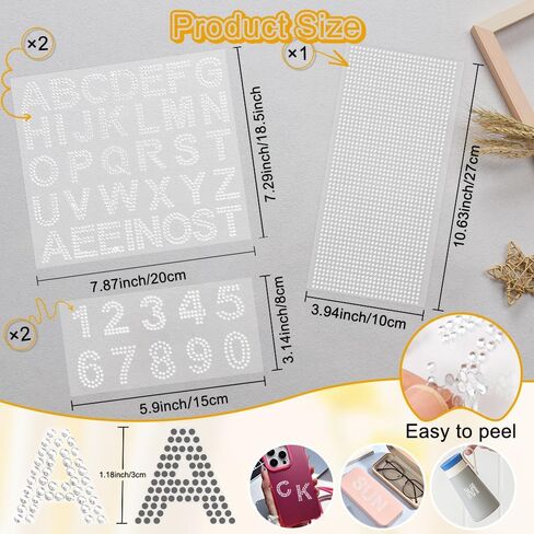 Rhinestone Stickers Glitter White Letter Alphabet Sticker 5 Sheets 2 Inch Large Self Adhesive Fabric Stickers Iron on Letters for Clothing Graduation Cap Decorations Stick on Letters Diamond Sticker in Saudi Arabia