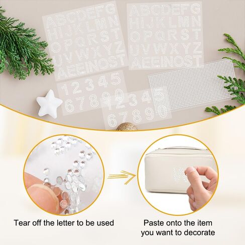 Rhinestone Stickers Glitter White Letter Alphabet Sticker 5 Sheets 2 Inch Large Self Adhesive Fabric Stickers Iron on Letters for Clothing Graduation Cap Decorations Stick on Letters Diamond Sticker in Saudi Arabia