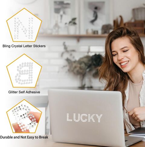 Rhinestone Stickers Glitter White Letter Alphabet Sticker 5 Sheets 2 Inch Large Self Adhesive Fabric Stickers Iron on Letters for Clothing Graduation Cap Decorations Stick on Letters Diamond Sticker in Saudi Arabia