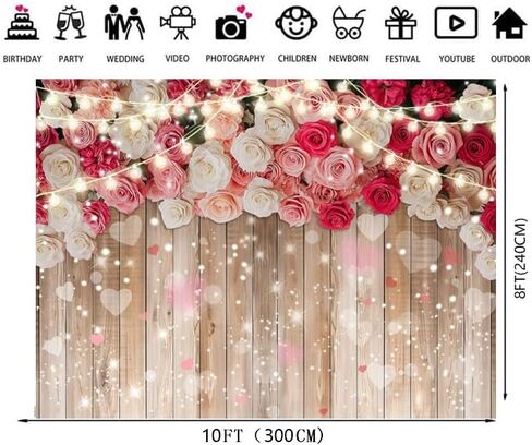 10X8ft Floral Backdrop for Photography Valentine's Day Backdrop Wedding Backdrops Spring Flower Photography Backdrop Backdrops for Photographers Studio Props 054 in Kuwait