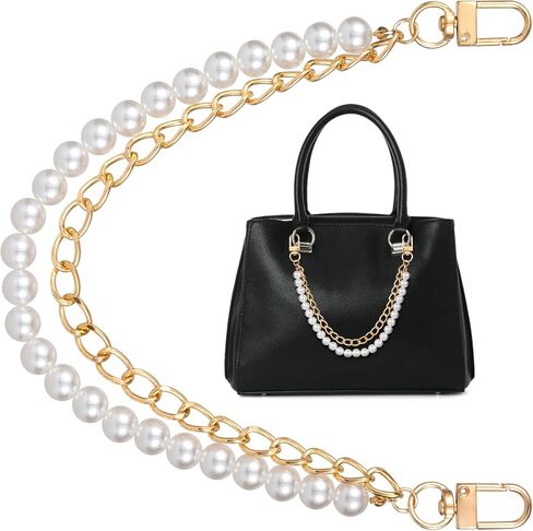 Gold Pearl Bag Chain, Elegant Handle Replacement Bag Straps for Shoulder Crossbody Bags, Alloy Handbag Strap with Buckle for Purse, Handbag, Tote (1 Pcs) in Saudi Arabia