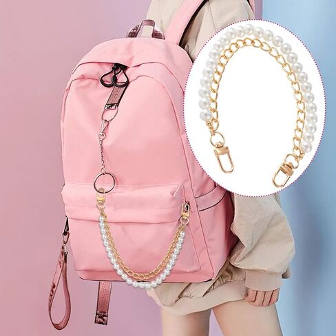 Gold Pearl Bag Chain, Elegant Handle Replacement Bag Straps for Shoulder Crossbody Bags, Alloy Handbag Strap with Buckle for Purse, Handbag, Tote (1 Pcs) in Saudi Arabia