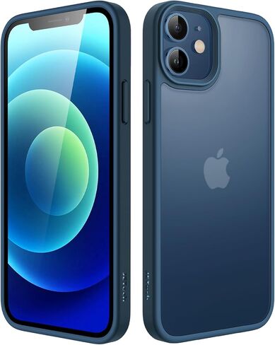 JETech Matte Case for iPhone 12/12 Pro 6.1-Inch, Shockproof Military Grade Drop Protection, Frosted Translucent Back Phone Cover, Anti-Fingerprint (Black) in Kuwait