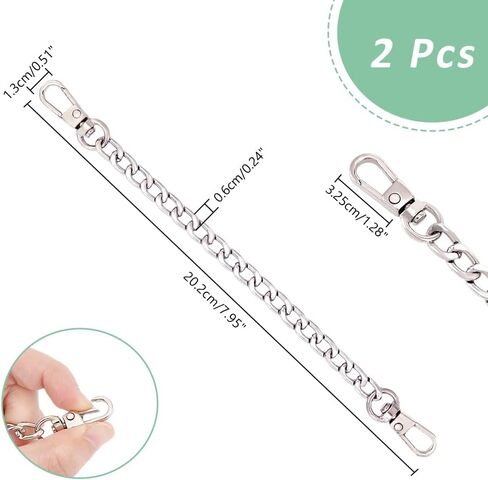 UniCraftale 2pcs سلسلة موسع الأكياس 7.87 "Platinum Handbag حزام السوار موسع سلسلة محفظة سوار سوارس سلاسل أكياس مع مشابك دوارة الاستبدال أكياس للنساء محفظة حقائب اليد لوازم أكياس in Saudi Arabia