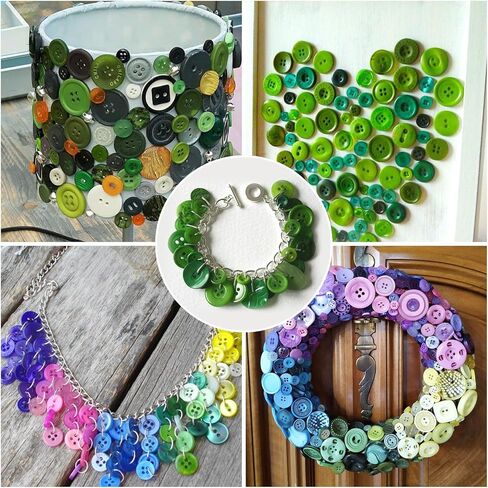 400-600 Pcs Round Crafts Buttons for Sewing, Assorted Sizes Green Manual Button Painting for DIY Crafts, Handmade Ornament Buttons, 2 Holes & 4 Holes in Saudi Arabia
