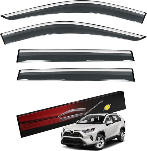 واقيات المطر متوافقة مع Toyota 4Runner 2010-2023 منحرفات النوافذ الجانبية، واقيات المطر، واقيات المطر، واقيات المطر خارج القناة، حاجب فتحة التهوية - 4 قطع in Kuwait