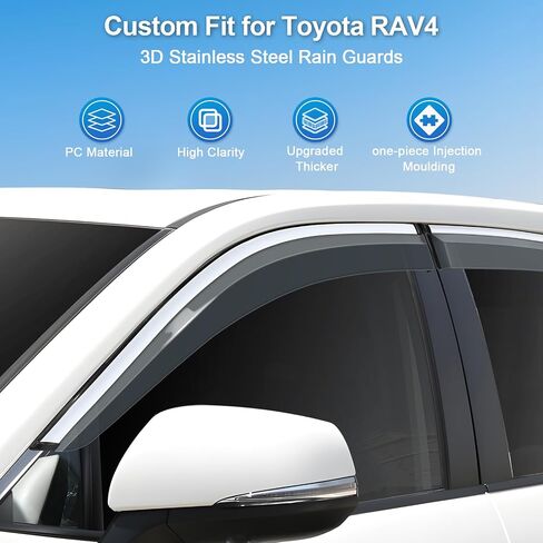 واقيات المطر متوافقة مع Toyota 4Runner 2010-2023 منحرفات النوافذ الجانبية، واقيات المطر، واقيات المطر، واقيات المطر خارج القناة، حاجب فتحة التهوية - 4 قطع in Kuwait