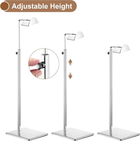 uxcell Purse Display Stand Set 2 Pack Metal Adjustable Height Handbag Rack Single Hook Holder for Boutique Store - Silver in Saudi Arabia