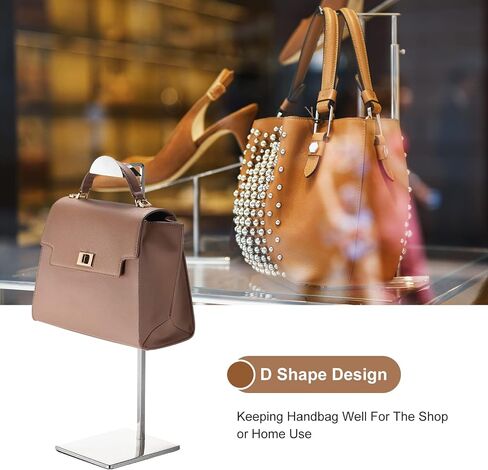 uxcell Purse Display Stand Set 2 Pack Metal Adjustable Height Handbag Rack Single Hook Holder for Boutique Store - Silver in Saudi Arabia