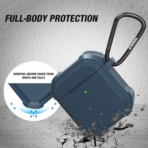 Airpods Case Cover, Ztacking Airpods 2 & 1 Protective Hard Case Rugged Full-Body Shockproof with Keychain Front LED Visible Designed for Airpod Case 2nd Generation - Black in Saudi Arabia