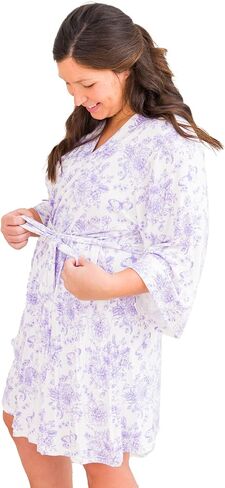 RuffleButts SoftSnooze™ Viscose from Bamboo Women's One Size Maternity Robe in Kuwait