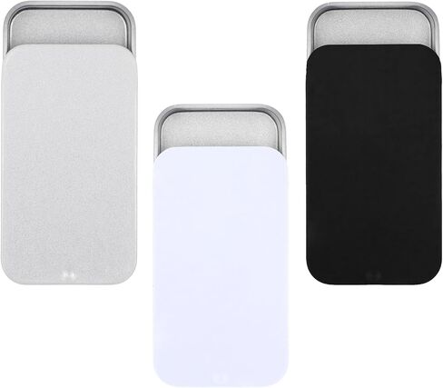 JIYIN 3 PCS Metal Tin Box Containers, 3 Colors Mini Rectangular Slide Top Tin Box Containers 2.36 by 1.33 by 0.4 Inch Empty Hinged Container for Candies Jewelry Crafts Pills Survival Kit in Saudi Arabia