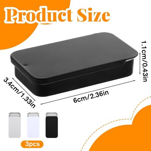 JIYIN 3 PCS Metal Tin Box Containers, 3 Colors Mini Rectangular Slide Top Tin Box Containers 2.36 by 1.33 by 0.4 Inch Empty Hinged Container for Candies Jewelry Crafts Pills Survival Kit in Saudi Arabia