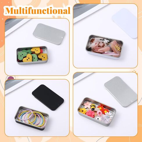 JIYIN 3 PCS Metal Tin Box Containers, 3 Colors Mini Rectangular Slide Top Tin Box Containers 2.36 by 1.33 by 0.4 Inch Empty Hinged Container for Candies Jewelry Crafts Pills Survival Kit in Saudi Arabia