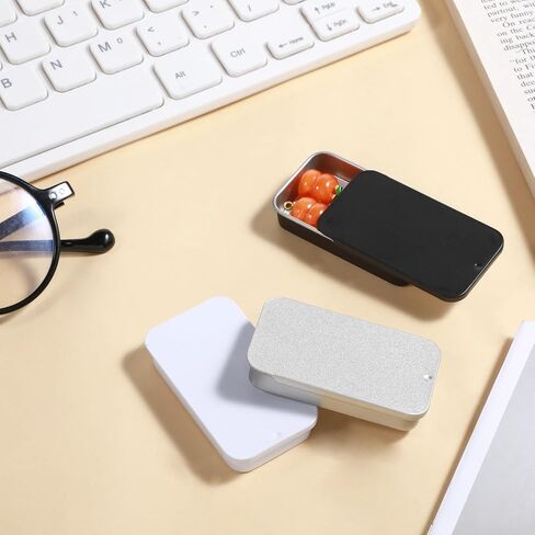 JIYIN 3 PCS Metal Tin Box Containers, 3 Colors Mini Rectangular Slide Top Tin Box Containers 2.36 by 1.33 by 0.4 Inch Empty Hinged Container for Candies Jewelry Crafts Pills Survival Kit in Saudi Arabia