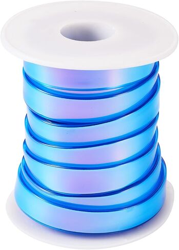 Beadthoven 5.47 Yards 1/2" Blue Silicone Ribbon Holographic Iridescent PVC Ribbon Rainbow Flat Lanyard Strap String Ribbon for Keychain Wristlet Bracelet DIY Craft Jewelry Making Supplies in Saudi Arabia