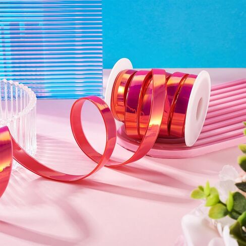 Beadthoven 5.47 Yards 1/2" Blue Silicone Ribbon Holographic Iridescent PVC Ribbon Rainbow Flat Lanyard Strap String Ribbon for Keychain Wristlet Bracelet DIY Craft Jewelry Making Supplies in Kuwait