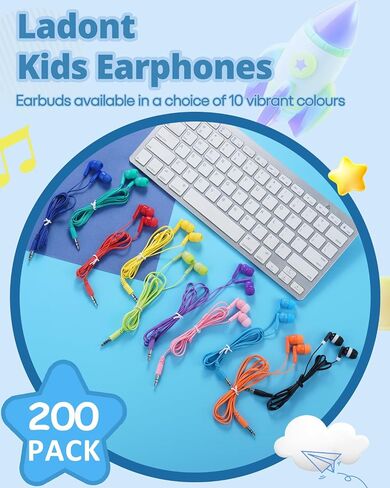20 Pack Classroom Earbuds for Kids, Affordable in-Ear with 3.5mm Jack, Student Headphones for Children Boys Girls Toddler Adult in Kuwait