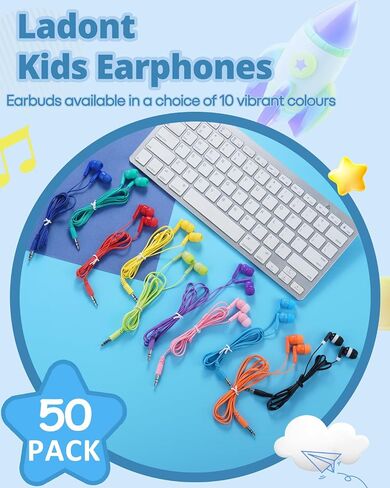 20 Pack Classroom Earbuds for Kids, Affordable in-Ear with 3.5mm Jack, Student Headphones for Children Boys Girls Toddler Adult in Kuwait