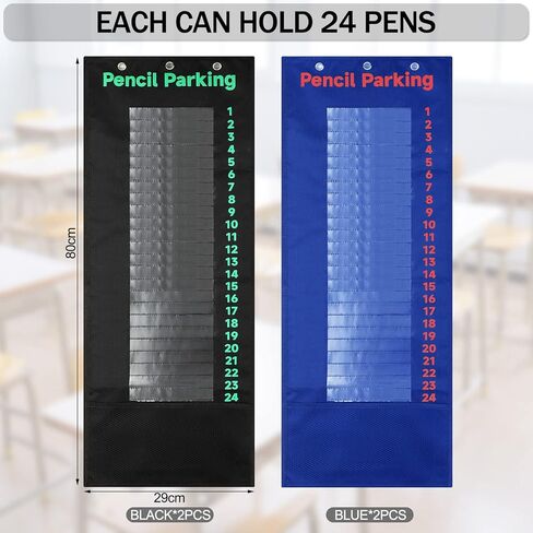 Yexiya 2 قطعة قلم رصاص وقوف السيارات جيب الرسم البياني قلم رصاص جيب الرسم البياني الفصول الدراسية قلم رصاص موزع منظم حامل جيوب الجدار آلة حاسبة للأطفال المعلمين تخزين المدرسة 31.5 × 11.5 بوصة (أسود) in Kuwait