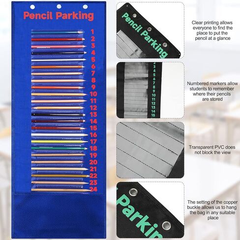 Yexiya 2 قطعة قلم رصاص وقوف السيارات جيب الرسم البياني قلم رصاص جيب الرسم البياني الفصول الدراسية قلم رصاص موزع منظم حامل جيوب الجدار آلة حاسبة للأطفال المعلمين تخزين المدرسة 31.5 × 11.5 بوصة (أسود) in Kuwait