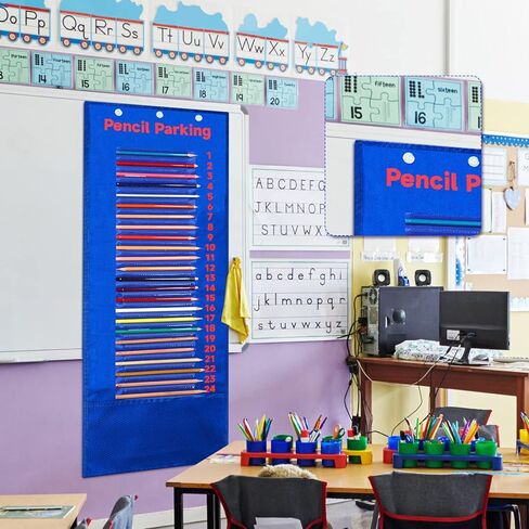 Yexiya 2 قطعة قلم رصاص وقوف السيارات جيب الرسم البياني قلم رصاص جيب الرسم البياني الفصول الدراسية قلم رصاص موزع منظم حامل جيوب الجدار آلة حاسبة للأطفال المعلمين تخزين المدرسة 31.5 × 11.5 بوصة (أسود) in Kuwait