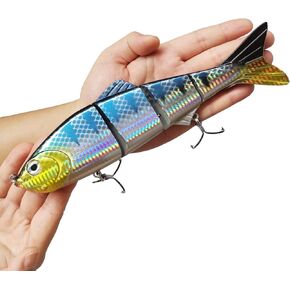 HADORAM Lure 4 Sections Multi Jointed Swimbait Lifelike Sinking Fishing Lure for Bass Trout Perch