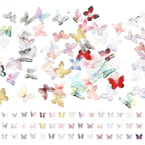 100 PCS Mini Resin Butterflies Micro Butterfly Crafts Decorations Tiny Butterflies Decorations Resin Sinin Tomporines for DIY Fairy Houses Miniature Dollhouse Landscaping