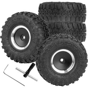 RC 1.0 "إطارات عجلة Beadlock لـ 1/18 1/24 TRX4M SCX24 RC Crawler Car ، الألومنيوم 4pcs ، إطارات 1.0 عجلات وحافات ، عجلات مطاطية ناعمة (أسود-ب)