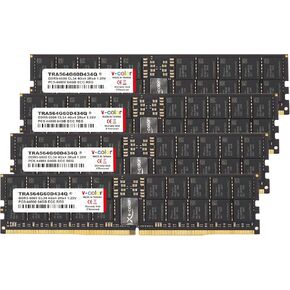 V-Color DDR5 256GB (64GBx4) 6000MHz CL34 4Gx4 2Rx4 OC R-DIMM (Overclocking ECC Registered DIMM) 1.25V Memory Ram for TRX50 Workstation (AMD Expo) (TRA564G60D434Q)