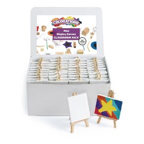 قماش ملون ميني مع easel ، مجموعة من 48 ، 100 ٪ من القطن القطن ، وبيض gesso ، جاهزة للطلاء ، قماش 4 "x3 '، assels 6' ، حزمة القيمة ، مثالية للفنانين ، المعلمين ، الطلاب ، ذكاء