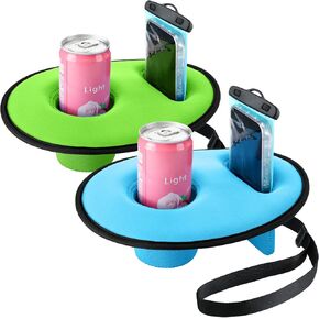 Gerrii 2 PCS Neoprene حامل مشروب عائم لمجموعة الهاتف الخليوي مجموعة مشروب مشروب ، عائم ، حاملي كوب من البلياردو ، يطفو حاملي لحفلات حمام السباحة (الأزرق ، الأخضر)