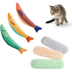 Potaroma 3 Pack Cat Plows Toys Catnip و 3 Pack Saury Fish