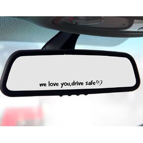 Set of 2 "We Love You, Drive Safe" Multi-Surface Decals | 10cm Width Crystal-like Stickers | Car Rearview Mirror Decals | Car Vinyl Decals | Personalized Car Décor (Black)